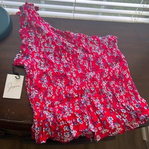 Ruffled flowy one shoulder top